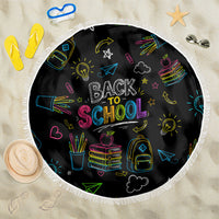 Back To School New Year New Chapter Beach Blanket Colorful Neon Chalkboard Doodle School Supplies