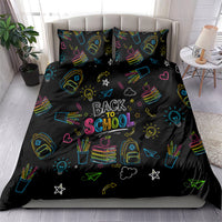 Back To School New Year New Chapter Bedding Set Colorful Neon Chalkboard Doodle School Supplies
