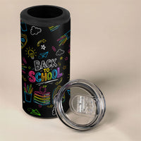 Back To School New Year New Chapter 4 in 1 Can Cooler Tumbler Colorful Neon Chalkboard Doodle School Supplies