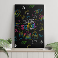 Back To School New Year New Chapter Canvas Wall Art Colorful Neon Chalkboard Doodle School Supplies