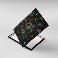Back To School New Year New Chapter Canvas Wall Art Colorful Neon Chalkboard Doodle School Supplies