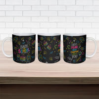 Back To School New Year New Chapter Ceramic Mug Colorful Neon Chalkboard Doodle School Supplies