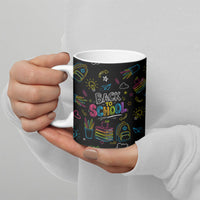 Back To School New Year New Chapter Ceramic Mug Colorful Neon Chalkboard Doodle School Supplies