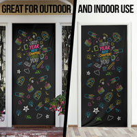 Back To School New Year New Chapter Door Cover Colorful Neon Chalkboard Doodle School Supplies