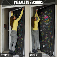 Back To School New Year New Chapter Door Cover Colorful Neon Chalkboard Doodle School Supplies