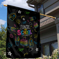 Back To School New Year New Chapter Garden Flag Colorful Neon Chalkboard Doodle School Supplies