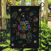 Back To School New Year New Chapter Garden Flag Colorful Neon Chalkboard Doodle School Supplies