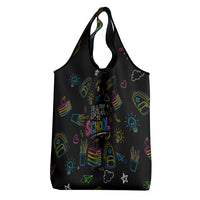Back To School New Year New Chapter Grocery Bag Colorful Neon Chalkboard Doodle School Supplies