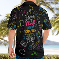 Back To School New Year New Chapter Hawaiian Shirt Colorful Neon Chalkboard Doodle School Supplies