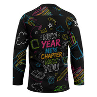 Back To School New Year New Chapter Hockey Jersey Colorful Neon Chalkboard Doodle School Supplies