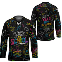 Back To School New Year New Chapter Hockey Jersey Colorful Neon Chalkboard Doodle School Supplies