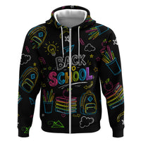 Back To School New Year New Chapter Hoodie Colorful Neon Chalkboard Doodle School Supplies