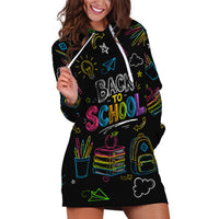 Back To School New Year New Chapter Hoodie Dress Colorful Neon Chalkboard Doodle School Supplies