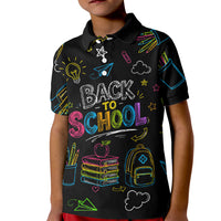 Back To School New Year New Chapter Kid Polo Shirt Colorful Neon Chalkboard Doodle School Supplies