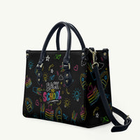 Back To School New Year New Chapter Leather Bag Colorful Neon Chalkboard Doodle School Supplies