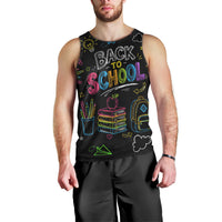 Back To School New Year New Chapter Men Tank Top Colorful Neon Chalkboard Doodle School Supplies