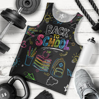 Back To School New Year New Chapter Men Tank Top Colorful Neon Chalkboard Doodle School Supplies