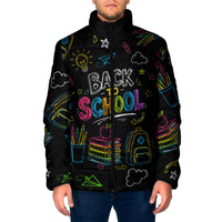 Back To School New Year New Chapter Padded Jacket Colorful Neon Chalkboard Doodle School Supplies