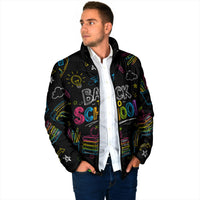 Back To School New Year New Chapter Padded Jacket Colorful Neon Chalkboard Doodle School Supplies