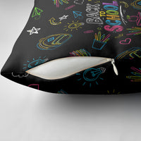 Back To School New Year New Chapter Pillow Cover Colorful Neon Chalkboard Doodle School Supplies