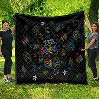 Back To School New Year New Chapter Quilt Colorful Neon Chalkboard Doodle School Supplies