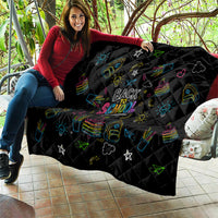 Back To School New Year New Chapter Quilt Colorful Neon Chalkboard Doodle School Supplies