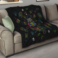 Back To School New Year New Chapter Quilt Colorful Neon Chalkboard Doodle School Supplies