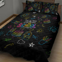 Back To School New Year New Chapter Quilt Bed Set Colorful Neon Chalkboard Doodle School Supplies