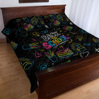 Back To School New Year New Chapter Quilt Bed Set Colorful Neon Chalkboard Doodle School Supplies