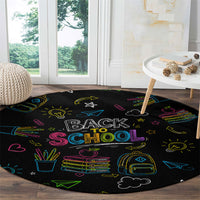 Back To School New Year New Chapter Round Carpet Colorful Neon Chalkboard Doodle School Supplies