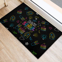 Back To School New Year New Chapter Rubber Doormat Colorful Neon Chalkboard Doodle School Supplies