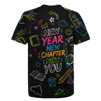 Back To School New Year New Chapter Rugby Jersey Colorful Neon Chalkboard Doodle School Supplies