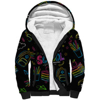 Back To School New Year New Chapter Sherpa Hoodie Colorful Neon Chalkboard Doodle School Supplies