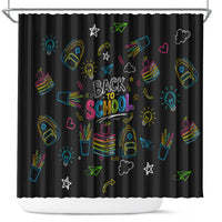 Back To School New Year New Chapter Shower Curtain Colorful Neon Chalkboard Doodle School Supplies