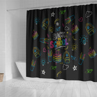 Back To School New Year New Chapter Shower Curtain Colorful Neon Chalkboard Doodle School Supplies
