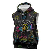 Back To School New Year New Chapter Sleeveless Hoodie Colorful Neon Chalkboard Doodle School Supplies