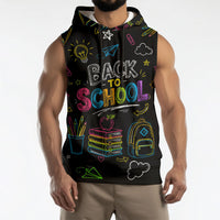 Back To School New Year New Chapter Sleeveless Hoodie Colorful Neon Chalkboard Doodle School Supplies