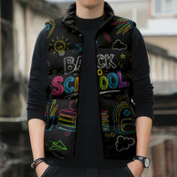 Back To School New Year New Chapter Sleeveless Puffer Jacket Colorful Neon Chalkboard Doodle School Supplies
