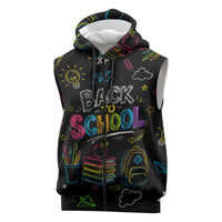 Back To School New Year New Chapter Sleeveless Zip Hoodie Colorful Neon Chalkboard Doodle School Supplies