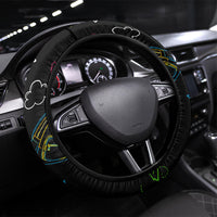 Back To School New Year New Chapter Steering Wheel Cover Colorful Neon Chalkboard Doodle School Supplies