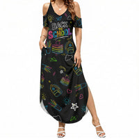 Back To School New Year New Chapter Summer Maxi Dress Colorful Neon Chalkboard Doodle School Supplies