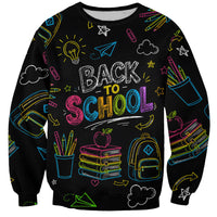 Back To School New Year New Chapter Sweatshirt Colorful Neon Chalkboard Doodle School Supplies
