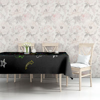 Back To School New Year New Chapter Tablecloth Colorful Neon Chalkboard Doodle School Supplies