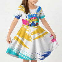 Back To School Kid Short Sleeve Dress New Year New Chapter Colorful Paint Splatter