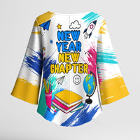 Back To School Kimono Sleeve Blouse New Year New Chapter Colorful Paint Splatter