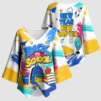 Back To School Kimono Sleeve Blouse New Year New Chapter Colorful Paint Splatter
