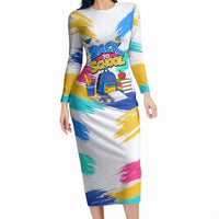 Back To School Long Sleeve Bodycon Dress New Year New Chapter Colorful Paint Splatter