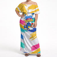 Back To School Off Shoulder Maxi Dress New Year New Chapter Colorful Paint Splatter