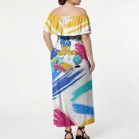 Back To School Off Shoulder Maxi Dress New Year New Chapter Colorful Paint Splatter