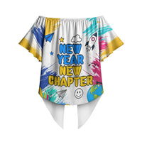 Back To School Off Shoulder Wrap Waist Top New Year New Chapter Colorful Paint Splatter